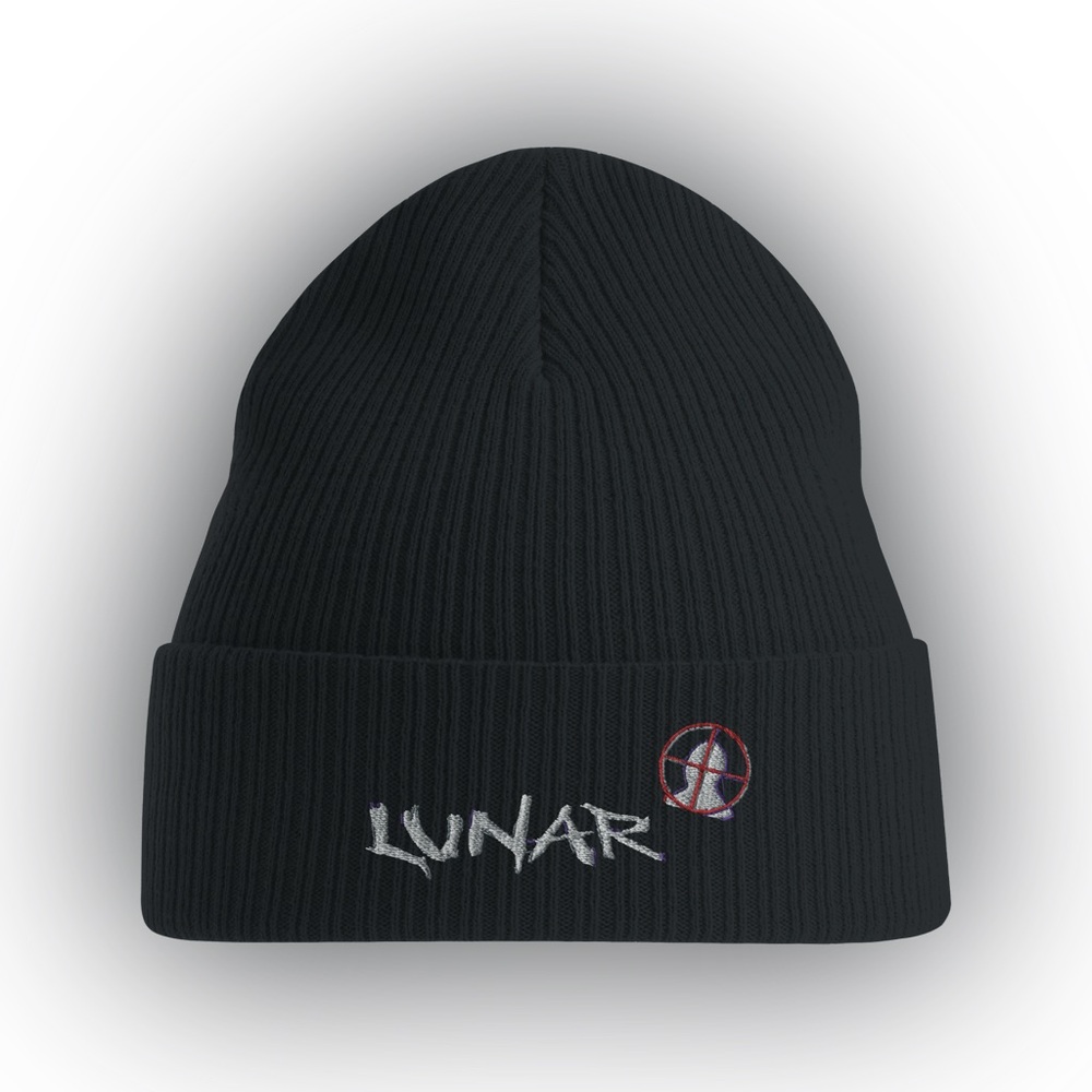 Black Knit Beanie with Ribbed Texture